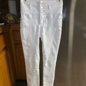 White high waisted skinny jeans